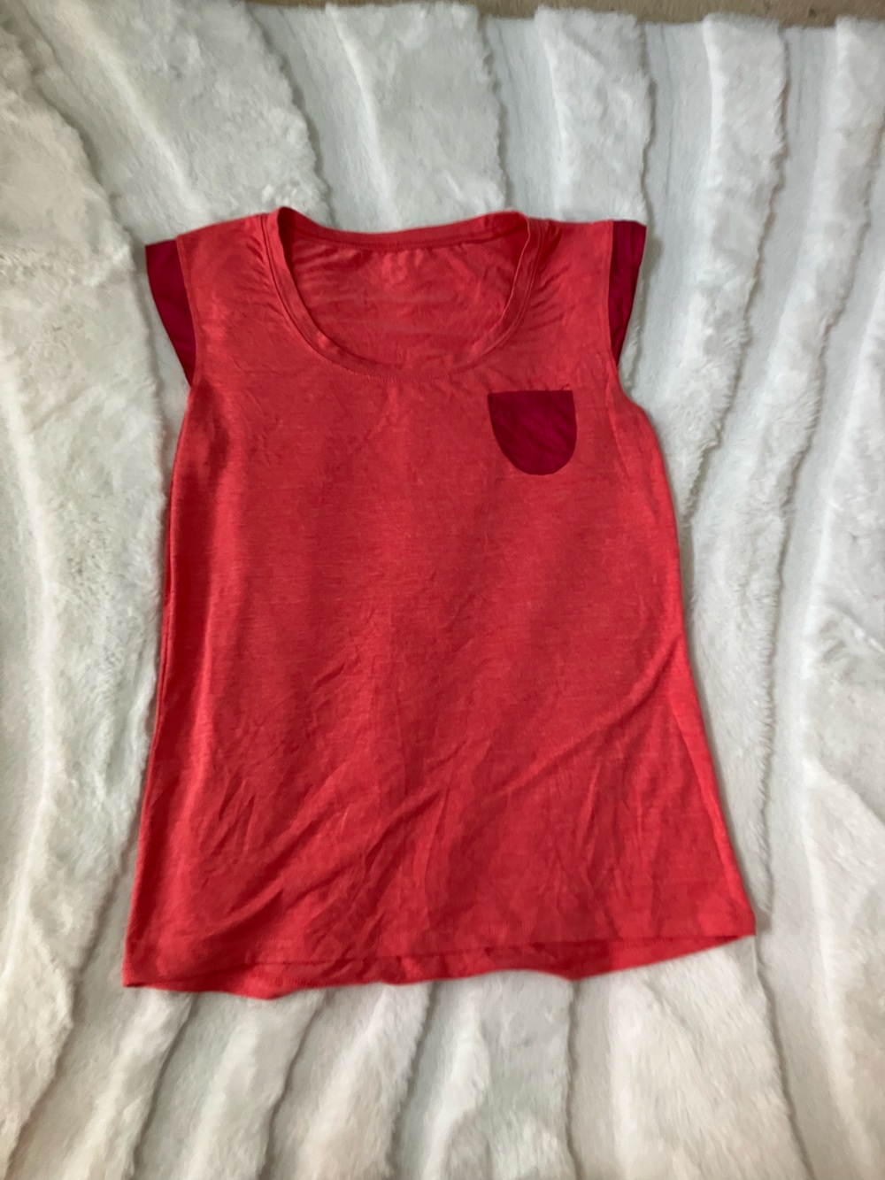 oiselle orange-red Muscle Tee with Dark Red Accents